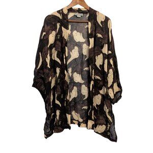 Champagne Collection Kimono Shawl Japanese Geisha Print One Size cover up